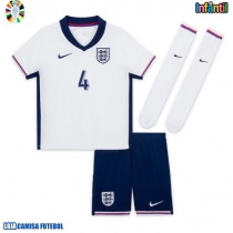 Camisa de Futebol Inglaterra Declan Rice #4 Equipamento Principal Infantil Europeu 2024 Manga Curta (+ Calças curtas)